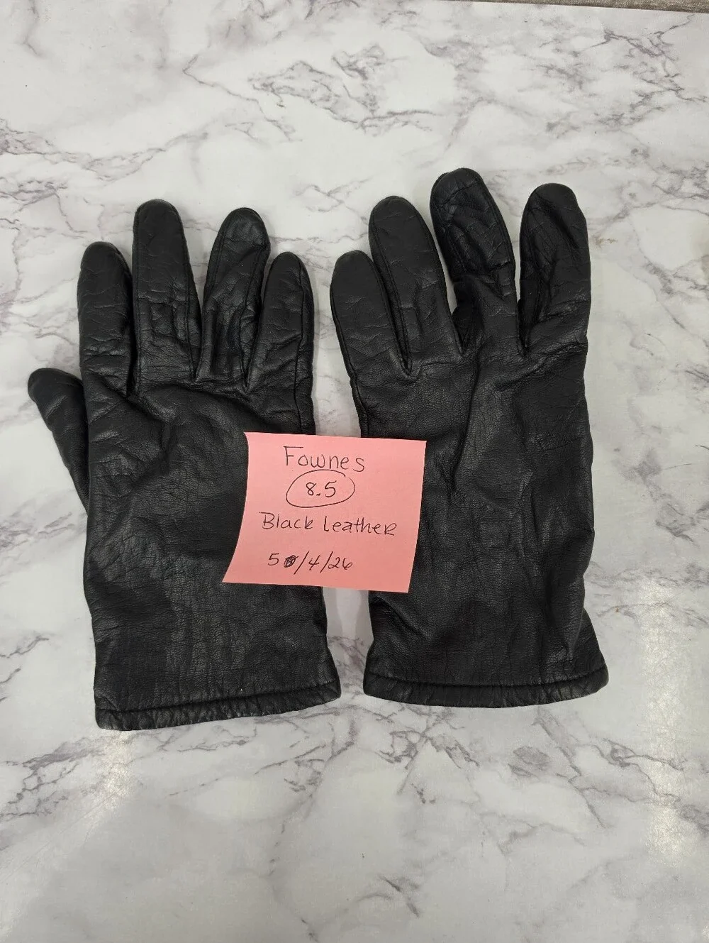 Fownes Short Black Leather Driving Gloves
